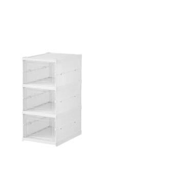 Imagem de Caixa De Sapato Dobrável Armazenamento Transparentes Sapateira Empilhável Prova De Poeira Dormitório Armário (3 andares)