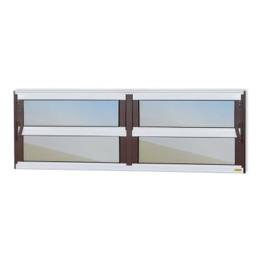 Imagem de Janela De Aluminio Basculante 2 Seções Elite Vidro Reflex 40cm X 200cm Brimak Mix Corten