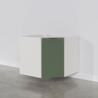 Imagem de Balcão Canto Oblíquo Sem Tampo Ipanema Cabecasa Madeiramadeira Verde Folha/Branco