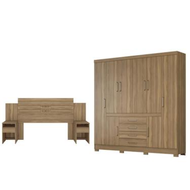 Imagem de Conjunto Cabeceira E Guarda Roupa Casal Trieste Amendola