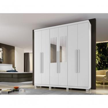 Imagem de Roupeiro Com Espelho Milão 6 Portas 3 Gavetas Benetil Cor:branco