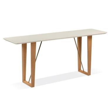 Imagem de Aparador Roma 180 Cm Tampo De Madeira Off White Base Madeira Amêndoa Metalizada Dourado