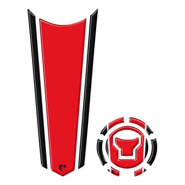 Imagem de Adesivo Faixa Gravata Tanque E Bocal Moto Resinado Variados Vermelho E Preto