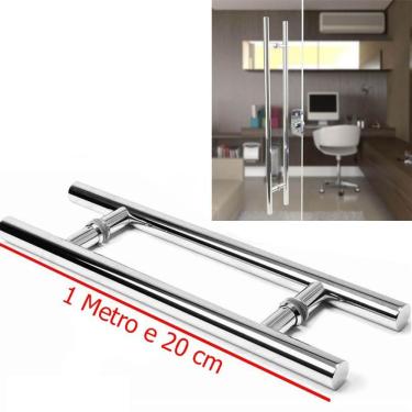 Imagem de Puxador Para Porta Aco Inox 1 Metro E 20 Cm Duplo H Casa Porta Pivotante (Bsl-Pxd-4)