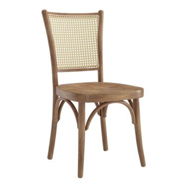 Imagem de Cadeira De Jantar Luxemburgo Amêndoa Com Encosto Em Rattan