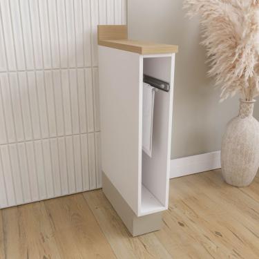 Imagem de Balcão Toalheiro 15cm Com Tampo E Rodapé Ipanema Cabecasa Madeiramadeira Fendi Trama/branco