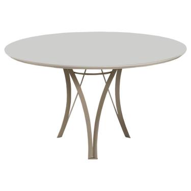 Imagem de Mesa De Jantar Barcelona Redonda 1,35m Off White Base Em Metal Champanhe