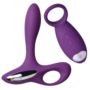 Imagem de Estimulador De Próstata E Anel Peniano Wireless 10 Vibrações - - Roxo
