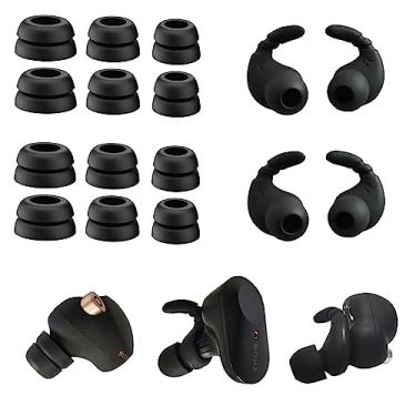 Imagem de Mijusun Ponteiras Auriculares Antiderrapantes Com Flange Dupla Para Fones De Ouvido Sony, Ganchos Substituição Wf-1000Xm4/Wf-C500/Linkbuds S, Preto