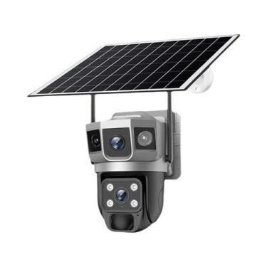 Imagem de Câmera IP Externa Movida a Energia Solar, 12MP, Wi-fi, Cartão SIM 4G, 