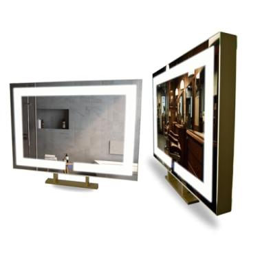Imagem de Espelho Retangular 50x70cm Iluminado Led 3 Cores Bancada Simples