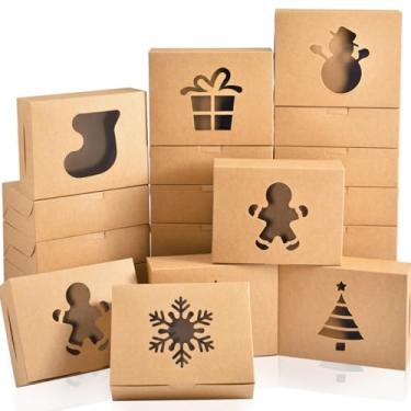 Imagem de KPOSIYA Pacote Com 36 Caixas De Biscoitos Natal Para Presentear, 23X15X7,5 Cm, Marrom, Padaria, Janela, Latas Grandes Festas, Pequenas Embalagens Doces Natal, Sobremesas E Cupcakes