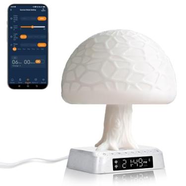 Imagem de JUXLamp Light Despertador Lâmpada De Árvore Cogumelo Simulador Amanhecer Nascer Do Sol Despertar Estético Bonito Bioclock Ajuste Aplicativo Controle Integrado Ruído Branco Ambiente Natural