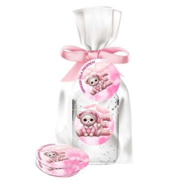 Imagem de kit 25 Lembrancinhas Alcool Gel Ursinha Rosa Maternidade e Chá De Bebê