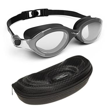 Imagem de Óculos de natação AqtivAqua Clear Optics // treinos de natação - água aberta // interior - linha externa, Black Goggles + Black Case, One Size / Unisex