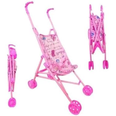 Imagem de Carrinho de Boneca Dobrável com Rodinhas - Rosa