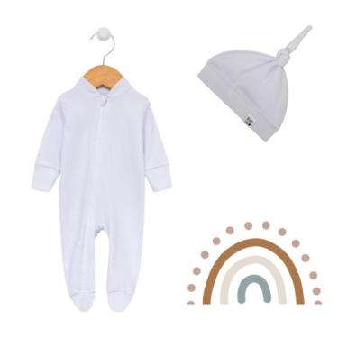 Imagem de Kit Recém Nascido Com Macacão e Touquinha Branco - Means Love Baby