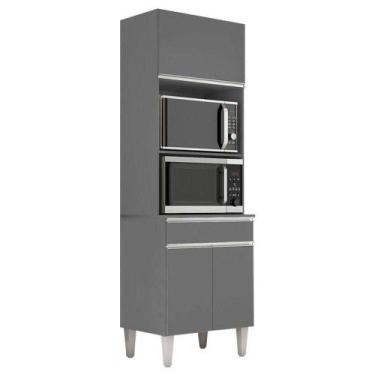 Imagem de Armário Paneleiro Torre Quente 2 Fornos Andréia Cinza Fosco - Ajl - AJ