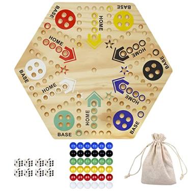 Imagem de Jogo de tabuleiro Aggravation Original Marble Game Board Wahoo Pintado Dupla Face 4 e 6 Jogadores, Jogo de Tabuleiro Fast Track, 40,64 cm, Jogos de Tabuleiro Familiar de Madeira para Adultos Crianças e Família Noite