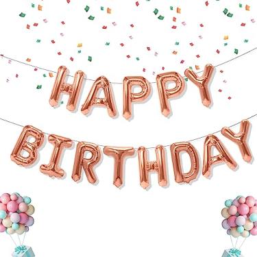 Imagem de Champagne Gold 16 Inch Mylar Foil Balloon Letters Birthday Banner Kit, Decorations for Kids & Adults Party Favor Supplies