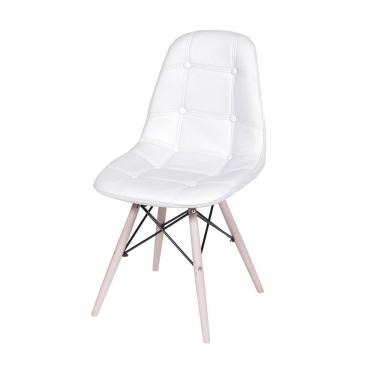 Imagem de Cadeira Eames Dsw Botonê Assento Pu Branca Base Madeira