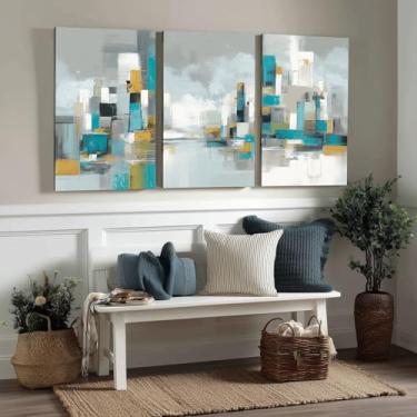 Imagem de Kit 3 Quadros Decorativos Canvas, Abstrato, 50x70cm, Arte Para Quarto, Sala, Corredor