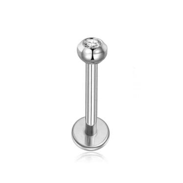 Imagem de LOMISS PIERCING LABRET PRATA 925 PONTO DE LUZ ZIRCÔNIA CRAVEJADA 1.2X8X3