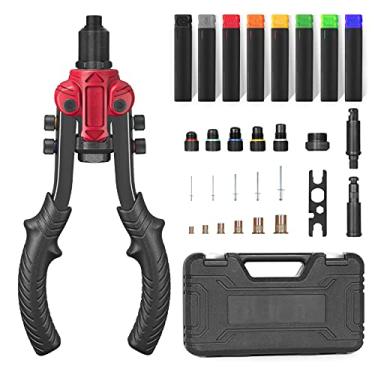 Imagem de CIADAZ Ferramenta para porca de rebite, kit de ajuste de rebite 3 em 1, conjunto de alicate para porca de rebite com 6 mandris métricos e SAE, incluindo 60 porcas de rebite, 50 rebites, cabeça de troc