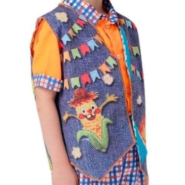 Imagem de Colete Festa Junina Infantil Pipoquinha Roupa Caipira Menino pra Quadr