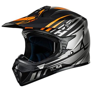 Imagem de ILM Capacetes Para Motociclistas Adultos, Motocross, Quadriciclo, Bmx, Mx, Offroad, Capacete Integral Para Motocicleta, Modelo 128S Aprovado Pelo Dot (Laranja, Cinza, Adulto - Xxg)