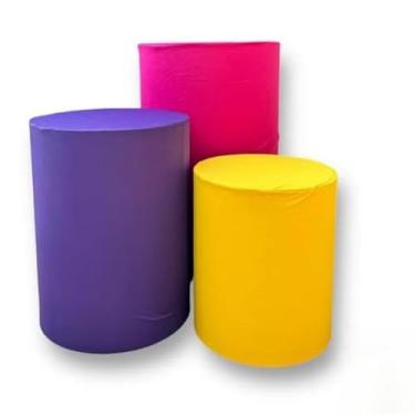 Imagem de Kit Capa Trio de Cilindro Decoração Festa Veste Facil(PINK/ROXO/OURO)