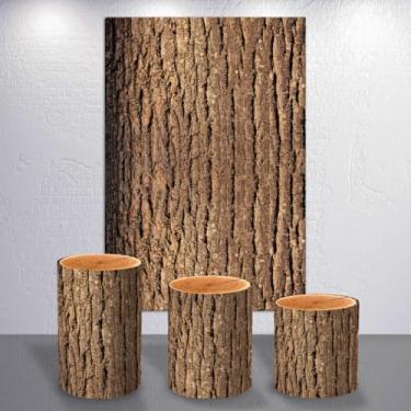 Imagem de Capas para Painel de Festa Infantil Tronco Arvore Fake Marrom Trio Cilindro Redondo Retangulo(Retangular e Cilindro RC340)