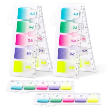 Imagem de Golcellia 6 peças de abas adesivas de 600 folhas - Bandeiras adesivas coloridas com 5 padrões gradientes - Ideal para índice, caderno, livro, página, divisor, abas de fichário, marcadores de página e