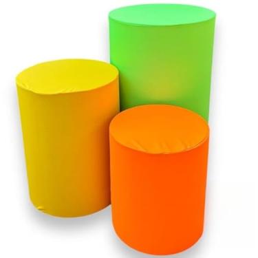 Imagem de Kit Capa Trio de Cilindro Decoração Festa Veste Facil(LIMA/OURO/LARANJA NEON)