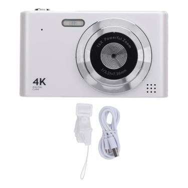 Imagem de Câmera digital Câmera de viagem com compacta de 48mp 4K 48MP com tela IPS de 2,4 polegadas IPS Anti Shake de gravação de vídeo Flash para fotografia ao ar livre (Branco)