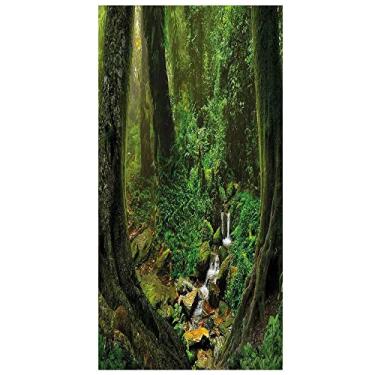 Imagem de Película de privacidade para janela natural, janela decorativa 3D, decalques de vitrais, adesivo de janela aderente estática não adesivo, L90 x C 190 cm verde