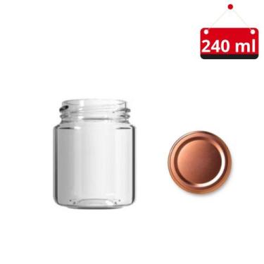Imagem de 05 Un. Pote de vidro Belém 240 ml com tampa e lacre - Nadir, Cobre