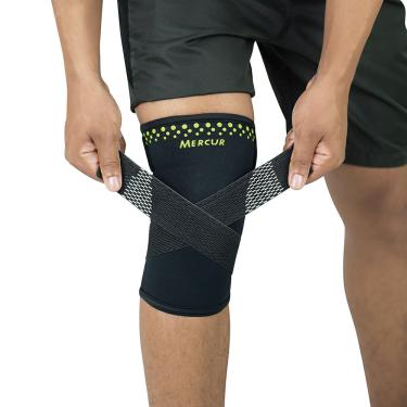 Imagem de Joelheira De Termocompressão Com Cintas Cruzadas Mercur Preto G