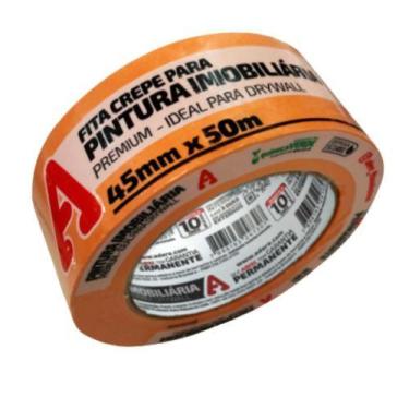 Imagem de Fita Crepe Imobiliária 45mm x 50 Metros Laranja para Pinturas em DryWa