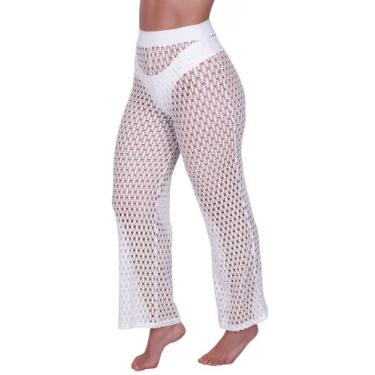 Imagem de Calça Saída De Praia Furadinha Cintura Alta Moda Praia Verão - c2 ATEN