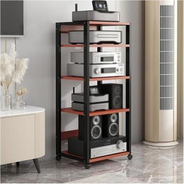 Imagem de 5/6/7 Tier Stereo Udio Medi Cbinet Para Sala De Estar, Escritório Casa Theter Movble Video Rck Tower Dvd Record Plyer Stnd Speker Mplifier Gming Consoles Turntble Holder, Unidad, Black, 6 tier