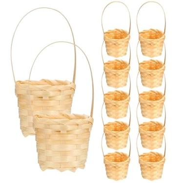 Imagem de Cabilock 12 cestas de flores de bambu com alças para decoração de casa e armazenamento em miniatura