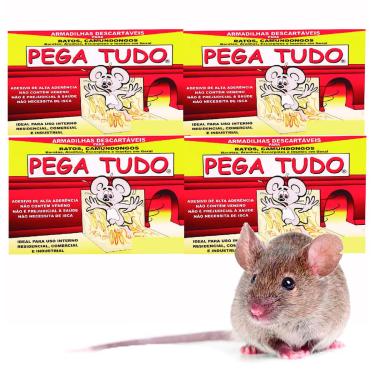 Imagem de Kit 4 Ratoeiras Adesiva Pega Tudo Cola Pega Gruda Mata Rato