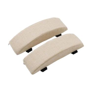 Imagem de Amagogo Almofada para Apoio de Braço de Cadeira de Escritório, Capa Removível E Lavável, Almofada para Apoio de Braço de Cadeira Gamer, Almofada para Cotovelo, Bege, Tamanho real
