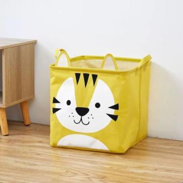 Imagem de CESTO ORGANIZADOR MULTIUSO DOBRAVEL PROVA D'ÁGUA P/ROUPA SUJA BRINQUEDOS(Tigre Amarelo)