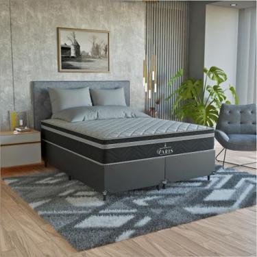 Imagem de Cama Box Queen Couro Preto + Colchão Paris Molas Cores - eShop casa, C
