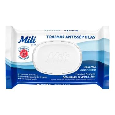 Imagem de Lenço Umedecido Toalhas Antissépticas Mili Care 50 unid