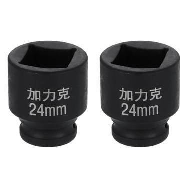 Imagem de HARFINGTON 2 peças soquete quadrado de 4 pontos 1/5.1 cm Drive 24 mm soquete de impacto quadrado métrico CR-V Blackening luva de roda padrão ferramenta de manga pneumática para reparo de automóveis