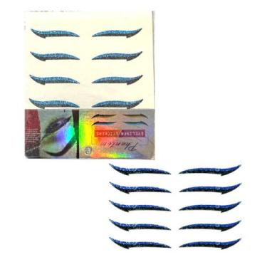 Imagem de Delineador Adesivo Delineados Com Glitter azul Com 4 Pares - Almay