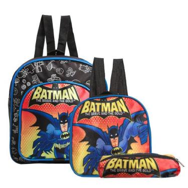 Imagem de Mochila Escolar Batman Herois DC Costas Kit Lancheira+Estojo - Toys 2U